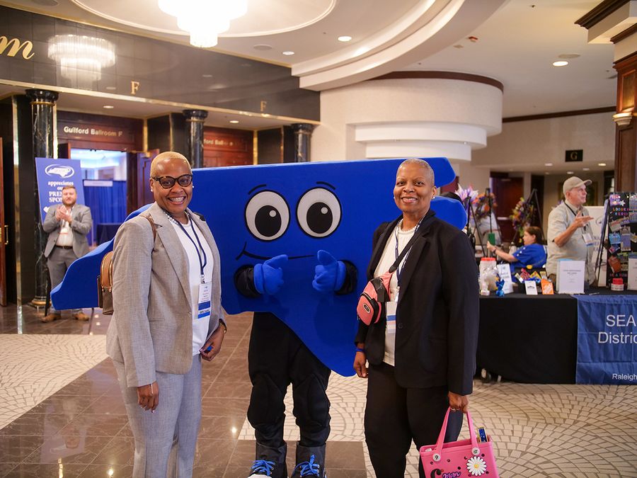 SEANC mascot in the lobby